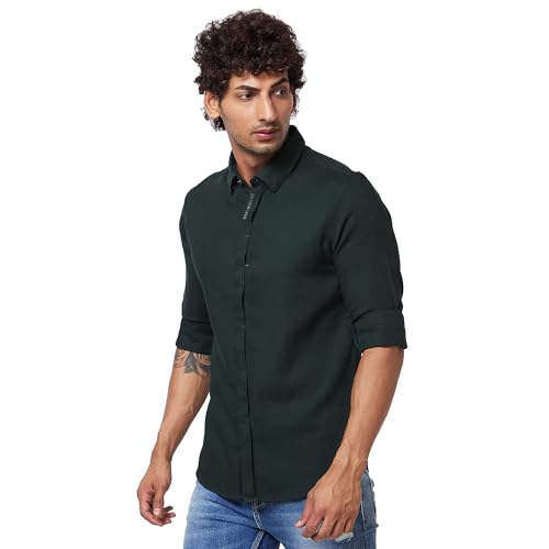 Image of Spykar Men's Regular Fit N /A Full Sleeve Solid Casual Shirts