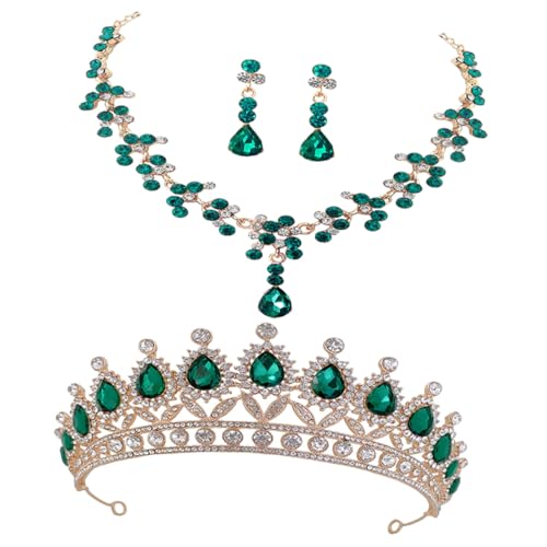 Conjunto de joyas nupciales con pendientes y collar de boda estilo tiara