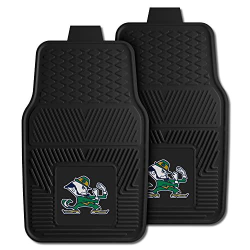 Fanmats 8749 Notre Dame Fighting Irish 2-Piece Heavy Duty Vinyl Car Mat Set, Front Row Floor Mats, All Weather Protection, Universal Fit, Deep Resevoir Design - Leprechaun Alternate Logo #TOP28