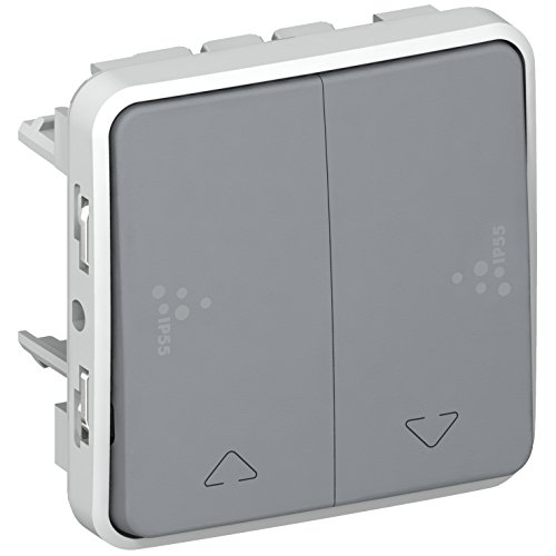 Legrand 069539 Double Poussoir Étanche pour Volets Roulants Plexo Composable IP55, 10A, 250V, Gris