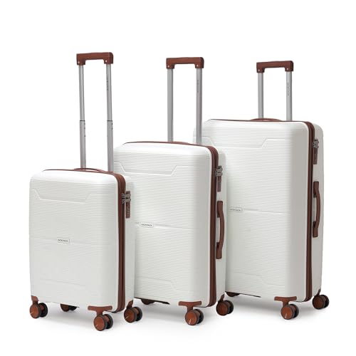 Image of VLITE Columbia Set of 3 (S+M+L) Lightweight Polypropylene Suitcase | Anti-Theft Double Zipper | Built-in Number Lock | Spacious & Durable Luggage | 3-Year Warranty