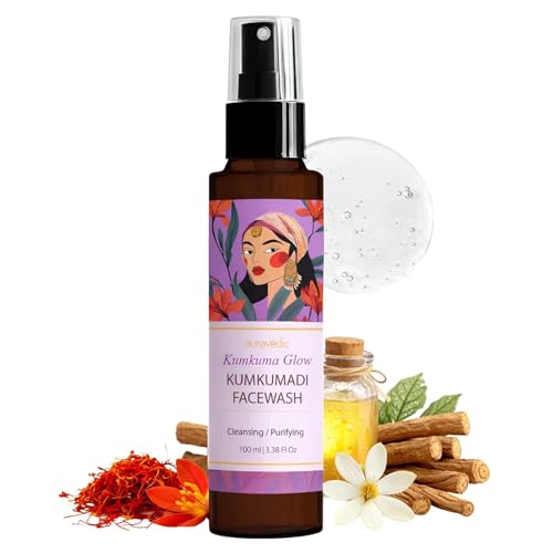 Auravedic Kumkumadi Face Wash | Gentle Cleanser for Makeup, Oil & Impurities | Ayurvedic Saffron...