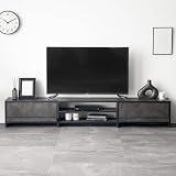 モダンデコ テレビ台 32-50型 対応 180cm幅 ナチュラル ローボード ワイド 収納 脚付き 幅180×奥行き28.5×高さ29.5cm TV台 木製 ロータイプ リビング (モルタルブラック, 180サイズ)
