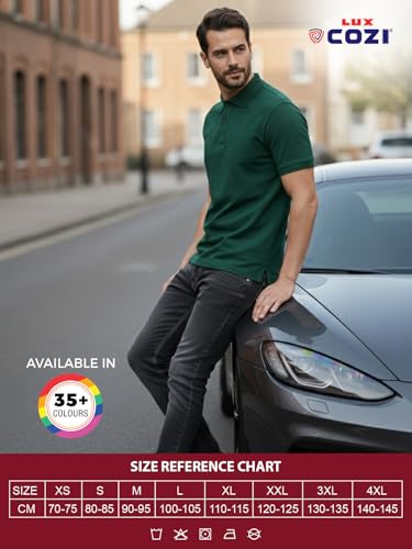 Image of Lux Cozi Men's Cotton Solid Polo Tshirt | Collar Tshirts | Half Sleeves | Stylish & Premium All Day Wear | Pack of 1