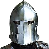 THE ARMOUR WORLD Steel Medieval Visored Barbute Helm Armor SCA LARP Replica Costume[Barbuta Viking Battle Knight Helmet