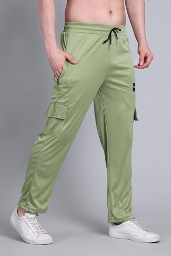 Image of Lycra Blend Cargo Track Pant for Men | Multi Pocket Lycra Stretch Fabric | Comfortable Stylish Joggers for Running Sports Casual Wear | Boys Gym Lower Activewear