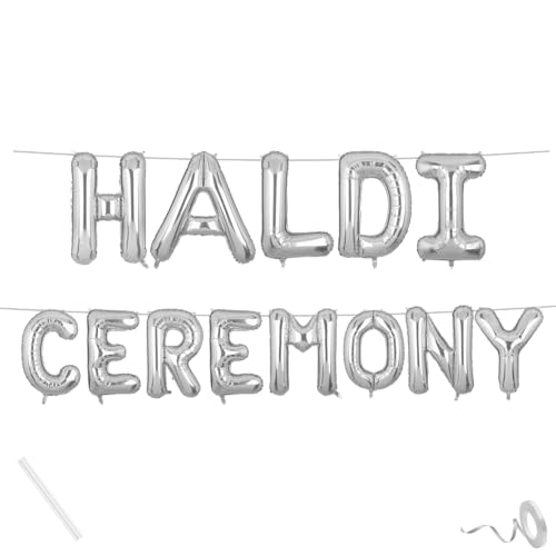 Image of Haldi Ceremony Banner Silver for Wedding Boys Girls Men Women Foil Balloon Decoration Decor Celebration Silveren