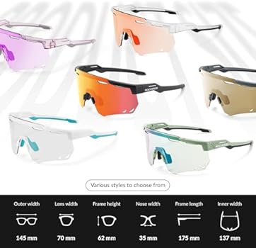 ROCKBROS Meekleurende zonnebril Fietsbril Fotochromatische sportbril voor mannen en vrouwen UV400 bescherming TR90 montuur Fietsen