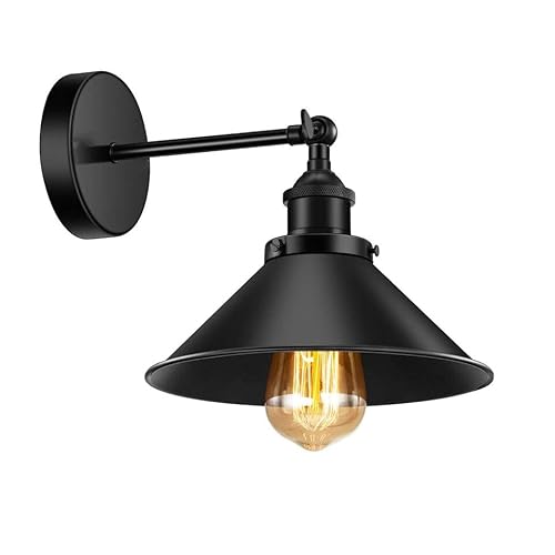 Vintage Industrial Wall Sconce, Adjustable Black Metal Wall Lamp with Edison Bulb, Perfect for Farmhouse, Bedroom, Living Room,Bathroom Lighting, Modern Rustic Home Decor (Style 1 - 1 Pack + Bulb)