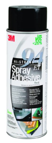 3M Hi-Strength 94 ET Spray Adhesive Red Low VOC, 24 fl oz can, net wt 19.8 oz (Pack of 1)