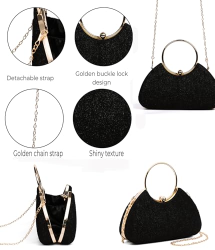 Image of INOVERA (LABEL) Hand Clutches for Women and Girls - Stylish Ladies Party Wedding Clutch Purse with Ring Handle and Chain Strap