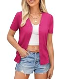 Pink Cardigan for Women Lightweight Summer Short Sleeve Cardigan for Dress(Hot Pink,XL)