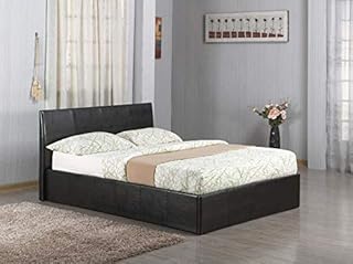 Modernique Ottoman Gas Lift Up 4ft6 Double Faux Leather Storage Bed in Black