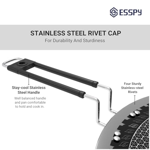 Image of Esspy 11inch /28cm Tri-Ply Honeycomb Stainless Steel Non-Stick Tawa for Roti & Dosa, Metal Utensil Safe, Induction & Gas Compatible, Even Heat, PFOA-Free, Chapati /Paratha Tawa