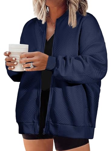 Eytino Plus Size Jackets for Women,1X Navy Blue
