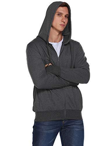 COOFANDY Men's Full Zip Athletic-Hoodies Dark Grey
