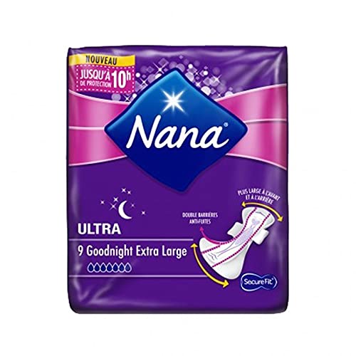 Nana Serviettes Hygiéniques Ultra Goodnight Extra Large x9 (lot Cover