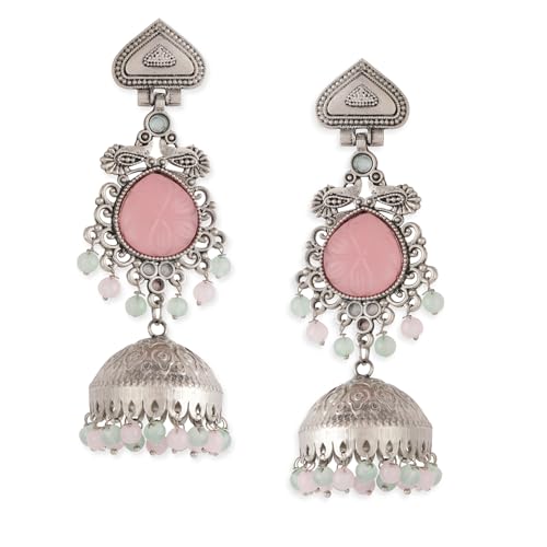 See full amazon price history chart for Rubans Silver-Plated Oxidised Jhumka Earrings with Pastel Pink Resin Gemstone & Mint Green Beads Rubans Silver-Plated Oxidised Jhumka Earrings with Pastel Pink Resin Gemstone & Mint Green Beads (B0D6GQCRJR) Amazon Price History, Amazon Price Tracker