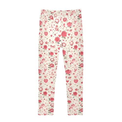 KLL Red Rose Toddler Girl Basic Leggings Fashion High Waisted Activewear Running