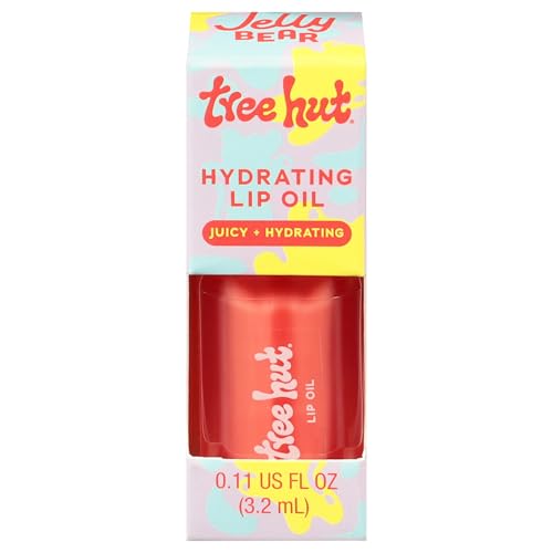 Tree Hut Jelly Bear Hydrating Lip Oil, Sheer Glossy Lip Oil, Non-Sticky Moisturizing Formula for Soft, Smooth Lips, Sweet Fruity Scent, 0.11 fl oz
