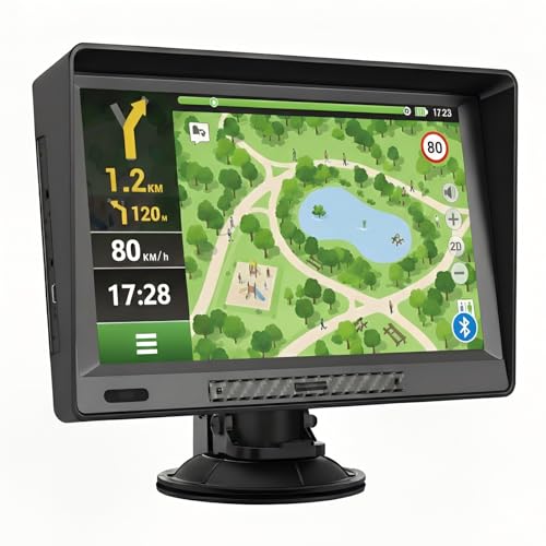 Navegador GPS Bluetooth con 9 Pulgadas para Camiones y Coches, con Visera y Actualizaciones de Mapas de Europa para Toda la Vida