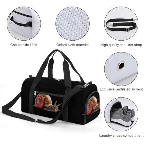 Speedy Snail Like Car Racer Funny Gym Bag Travel Tote Bag Duffel Bag with Shoe Compartment for Weekender Sports Vacation2