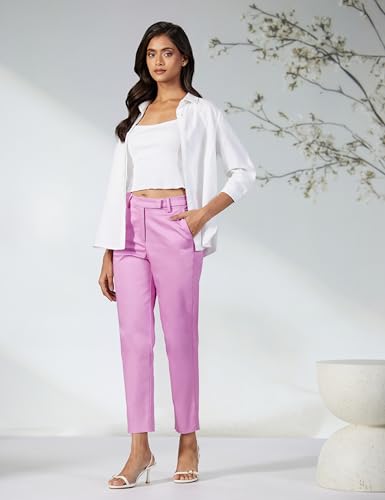 Image of Marks & Spencer Womens Solid Mid Rise Slim Fit Trouser