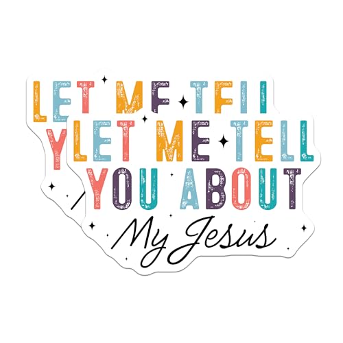 (2 Pack) Let Me Tell You About My Jesus Magnets - Christian Fridge Decor - Faith Statement Locker Magnet - 5 Inches On Longest Side - Thick Durable Magnet - Made in USA - MAG25111