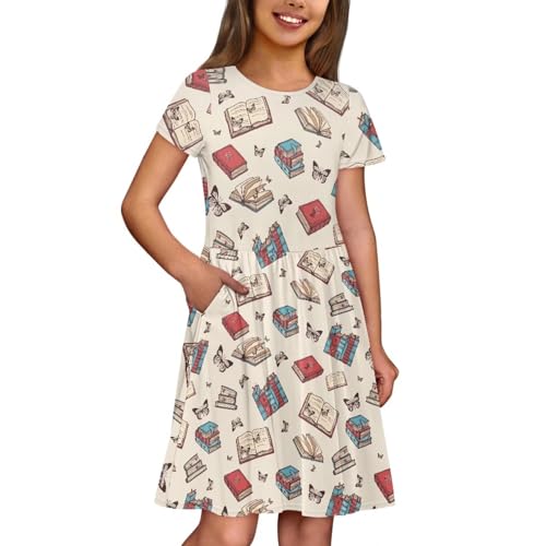 Girls Short Sleeve Skater Dress Size 2-14 Kids Cute Clothes Swing Twirl Dress for Girls Holiday Party Outfits4