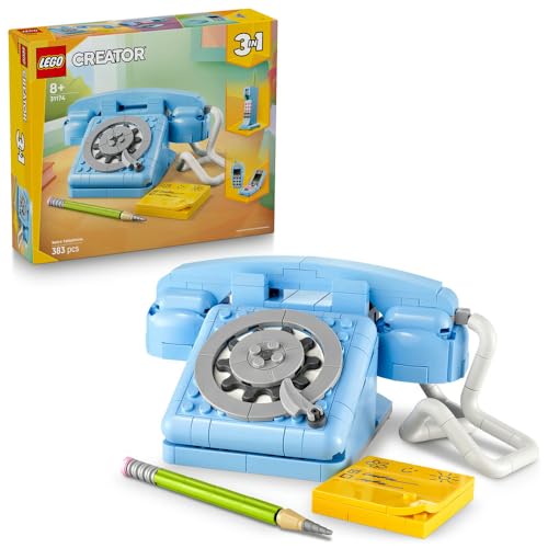 LEGO Creador de juguete de teléfono retro, juguete de regalo de cumpleaños para niñas y niños de 8 años 9 y 10 años de edad escolar, figuras de moda para decoración del hogar 31174