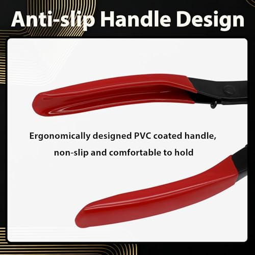 Image of Car Panel Trim Removal Tool, Interior Clip Plier with Red Non-Slip Handle, Door Upholstery and Dashboard Fastener Remover