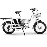 WakeWheel Electric Bike for Adults,1500W 450lbs Capacity Cargo Ebike, 48V 17.5Ah/35Ah Single/Dual Battery, 20'×3.0' Fat Tire 32MPH Electric Bicycle with Basket and Rear Rack for Carrying Passenger