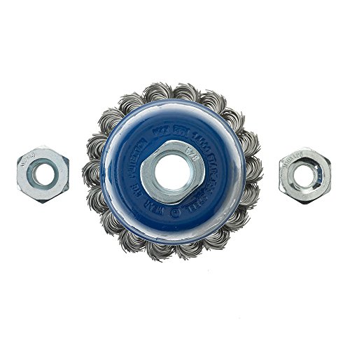 Image of Mercer Industries 189020 - 2-3 /4 inch x 5 /8 inch-11 Knot Cup Brush, .020 Stainless Steel Wire (with metric adapters)