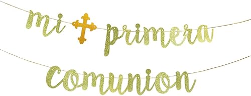 JENSENLIN Mi Primera Comuniòn Baby Shower Banner, Baby BautismoPrimera ComuniónDios bendiga a este niño Baby Shower Bunting Suministros de
