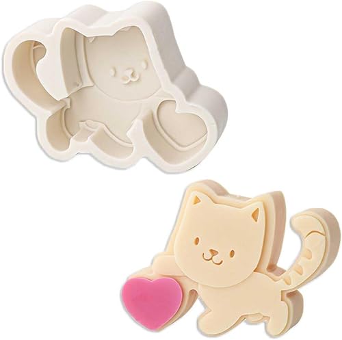 Molde de silicona Freshie para automóvil con forma de gato pequeño jugando con amor para hacer jabón con cuentas aromáticas para automóvil,