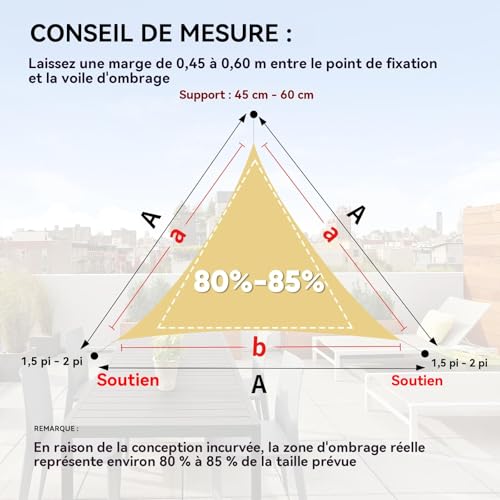 Voile d'ombrage imperméable de haute qualité 3.6m toile résistante intempéries - 4