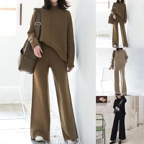 Suéter suelto y pantalones de pierna ancha en un conjunto de punto ideal para el entretiempo 7