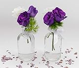 Besser mit Glas – Die Mini-Glasvasen sind modern Spülmaschinen geeignet von feinster Qualität. Das Glas ist hochwertig verarbeitet und sieht als Deko edel aus. Für Hohzeit, Verlobung, Gastgeschenke, Konfirmation in dem Sie einzel Blume, Begleitkarte.