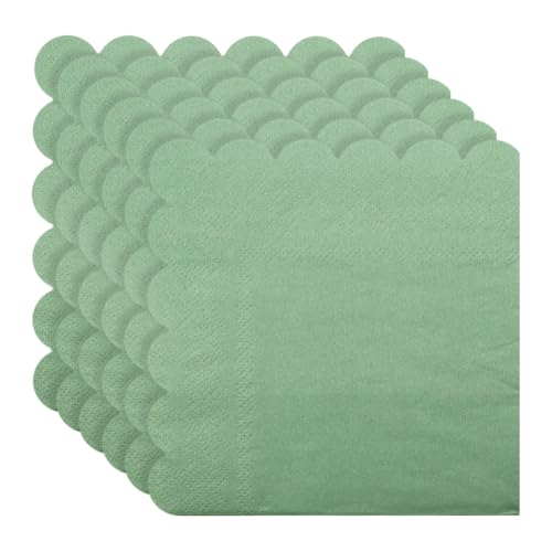 100 servilletas de cóctel festoneadas de 5 x 5 pulgadas, 2 capas, servilletas de postre plegadas, para boda, fiesta, aniversario, recepción, servilletas cuadradas decorativas para cumpleaños, color
