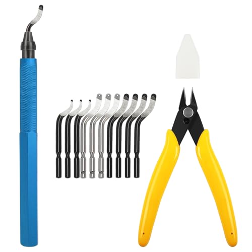 VASTOOLS Deburring Tools for 3D Printer,12pcs,10pc Multiuse Blades Removing Burr,Micro Wire Cutter for 3D Printer,Resin,Plastic Models