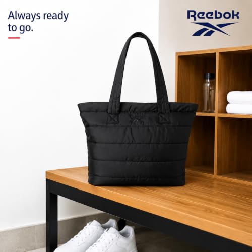 Image of Reebok Womens Tote Bag - Lightweight Carry On Puffer Quilted Tote Bag for Travel Work Travel and Daily Essentials