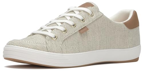 Keds Women's Center III Canvas Lace Up Sneakers, Cream, 8 M US