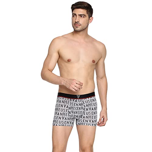 Image of Van Heusen Men Trunks - Cotton Spandex - 4 Way Stretch, Ultra Soft, Allover Print 30044 Black, Grey M