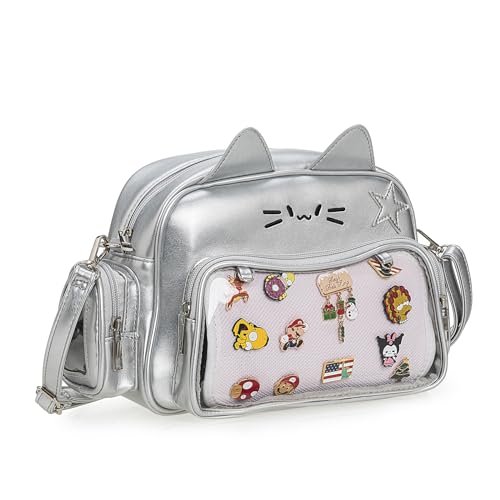 Kawaii Ita Bag Crossbody Bag Cute White Cat Backpack Girls Shoulder Bags Pin Display with Insert