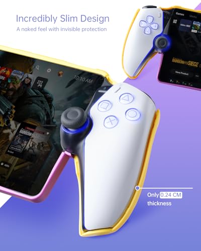 Image of UYIYE Case for PlayStation Portal, Soft Protective PS Portal Case Accessories with Anti-Slip Comfort Grip, Slim Remote Player Cover Skin & Hard Shell Case-Yellow&Purple
