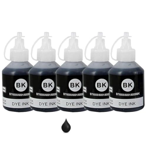 Tinta compatible DCP T220 y T420W pack de 5 botellas negras para impresoras Brother