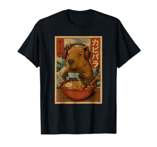 Cute Kawaii Gamer Capybara Ramen Retro Japanese Gaming T�V���c
