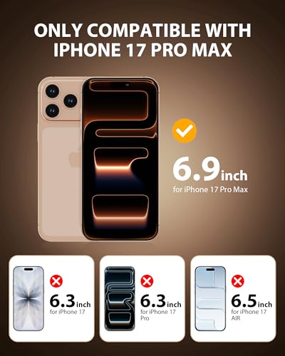 Image of PDDKISS 2 Pack Screen Protector for iPhone 17 Pro Max (2025) 6.9 inch Shatterproof Tempered Glass Edge Coverage