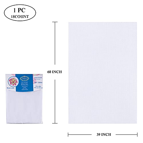 Canfoison Aida Cloth Big Size 18 Count, White Cross Stitch Fabric, 39 Inch By 60 Inch #TOP1