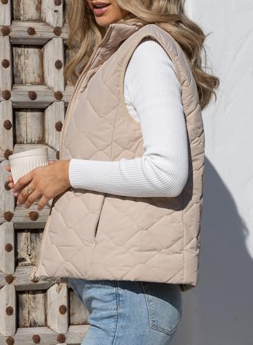EVALESS Puffer Vest Women Lightweight Sleeveless Quilted Jackets 2025 Zip Up Stand Collar Fall Winter Coat With Pockets4